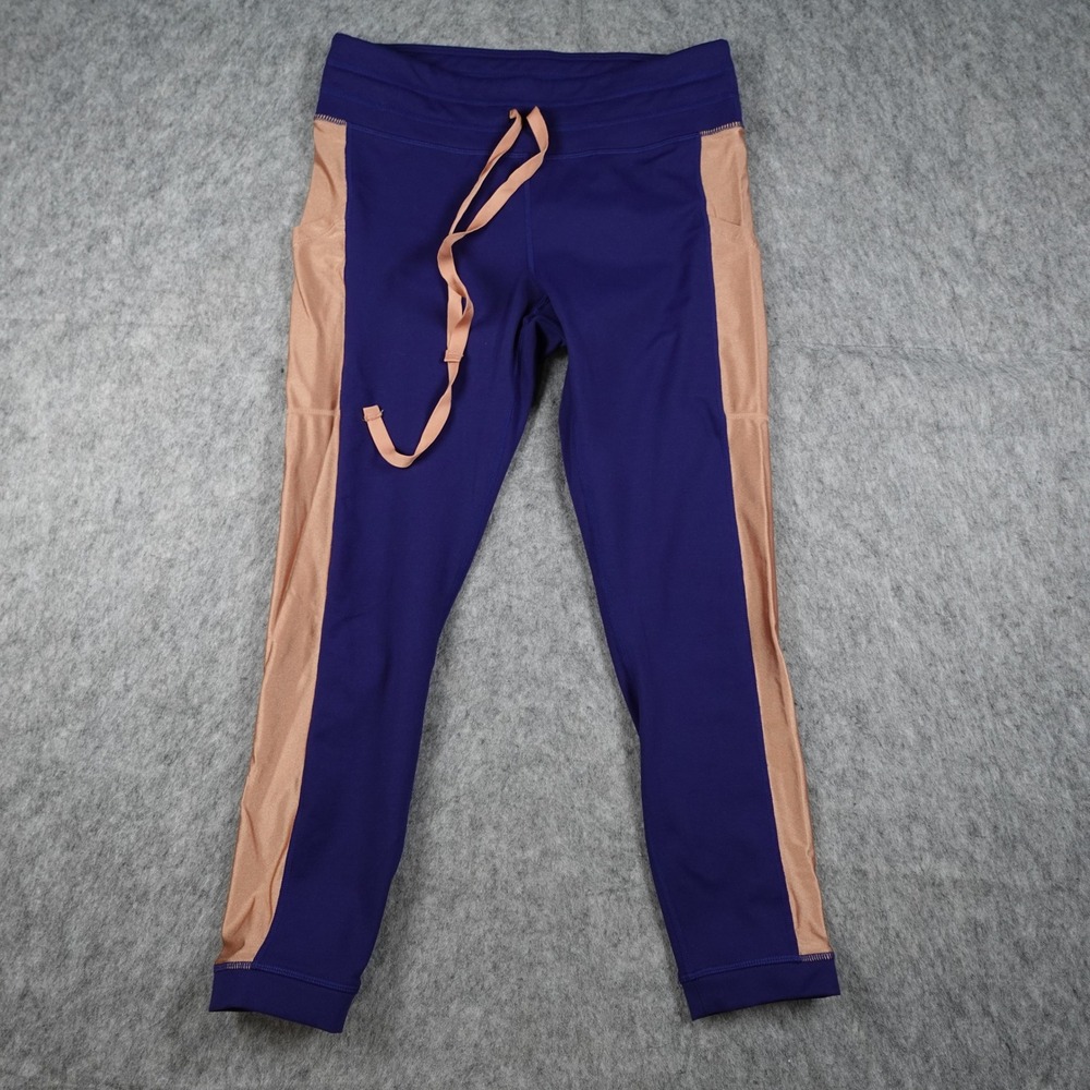 Fabletics Leggings Women Medium Blue Powerhold High Rise Colorblock Side Stripe